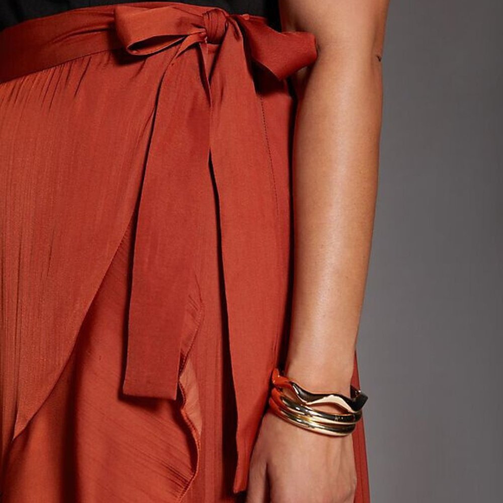 Anthropologie Maeve 1X NWT Ruffled Wrap Maxi Skirt Plus Dark Orange 120$ - Picture 7 of 11